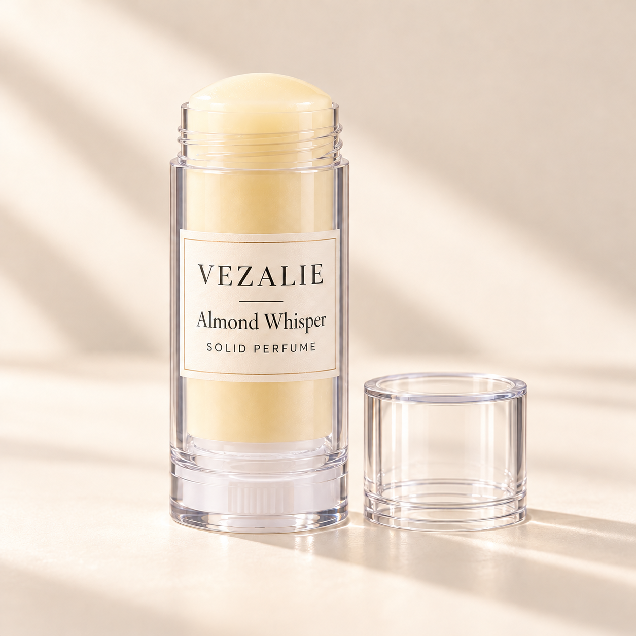 VEZALIE Almond Whisper solid perfume packaging concept